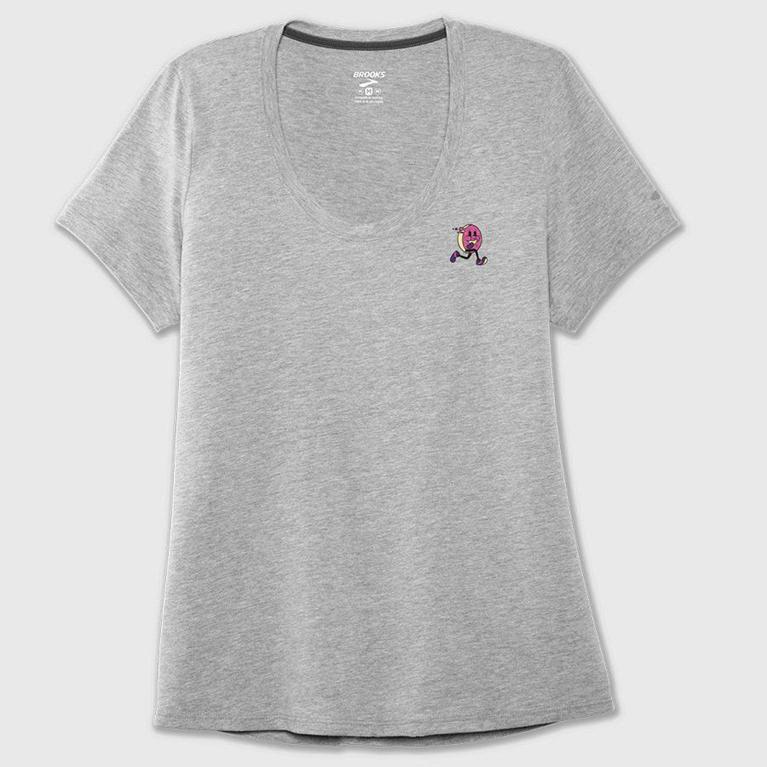 Brooks Run Happy Graphic Hardloopshirt voor Dames Grijs (KRJVS-5801)